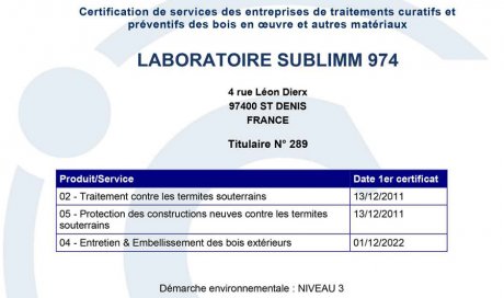 Détermitage certifiée - certification ctba+ - Laboratoire Sublimm