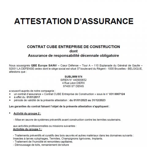 Assurance décennale - anti termite construction - Laboratoire Sublimm