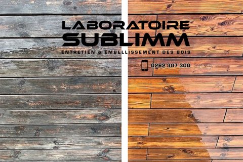 Nettoyage dégrisage terrasse en bois - Laboratoire Sublimm - Saint Leu 974