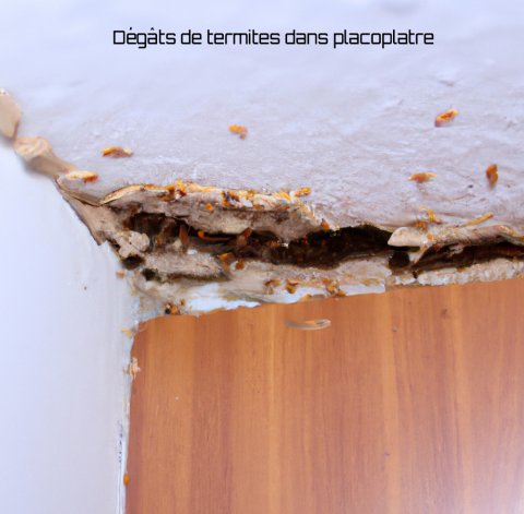 Termites dans placoplatre - Dégâts maison - Laboratoire Sublimm 974