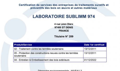 Détermitage certifiée - certification ctba+ - Laboratoire Sublimm