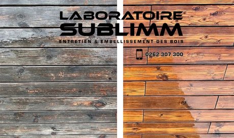 Nettoyage dégrisage terrasse en bois - Laboratoire Sublimm - Saint Leu 974